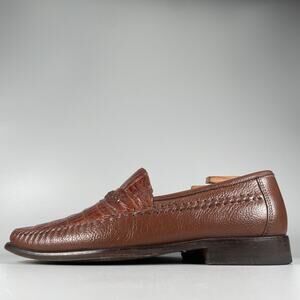 Florsheim Imperial Men’s 9 D Brown Caiman Alligator Leather Slip On Loafers EUC